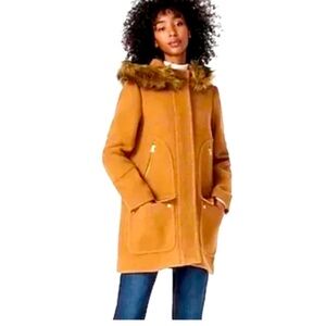J. CREW WOOL COAT HEATHER ACORN ITALIAN STADIUM CLOTH CHATEAU PARKA  SZ 6